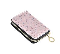 Portafogli porta carte di credito RFID fiore rosa da donna, floreale estivo in pelle con cerniera custodia per carte di credito portafoglio a fisarmonica per donna regalo
