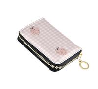 Portafogli porta carte di credito RFID rosa fragola per donne, motivo scozzese a quadri in pelle con cerniera custodia per carte di credito portafoglio a fisarmonica per regalo da donna