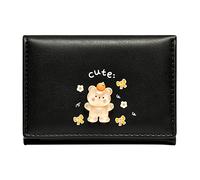 Portafogli - Portafoglio da Uomo Produttore Cartoon Rabbit PrintingShort Cartoon Fruit Button Cute Mini Clip Girl Wallet Purse Bag (Black One Size)