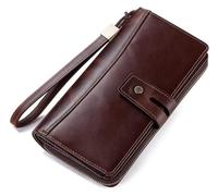 Portafogli Portafoglio Portafoglio in pelle Portacarte Borsa stile lungo Portamonete unisex Cerniera retrò Tasca for monete da lavoro Resistente allo strappo Durevole ( Color : Coffee , Size : 10x19.5