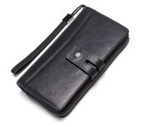 Portafogli Portafoglio Portafoglio in pelle Portacarte Borsa stile lungo Portamonete unisex Cerniera retrò Tasca for monete da lavoro Resistente allo strappo Durevole (Color : Noir, Size : 10x19.5cm