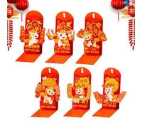 Portafogli portafortuna cinesi per Capodanno | Festivo sacchetto portafortuna,Buste rosse della fortuna cinese,Per bambini, amici, famiglia, contanti, biglietti di auguri per feste