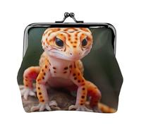 Portafogli portamonete con chiusura a bacio con stampa di geco leopardo sabbia squisita versatile carino piccolo portafoglio con cerniera per monete carte