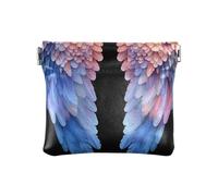 Portafogli portamonete da donna, con ali d'angelo, fantasia nera, piccolo portamonete per bambini, Ali d'angelo fantasy nero-1, 4.33x3.74In, Ali d'angelo fantasy nero-1