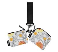 Portafogli portamonete da donna con fiori autunnali e narcisi, sottile, staccabile, con cinturino da polso, per donne e ragazze, confezione da 2, Fiori d'autunno Narciso, 1 size