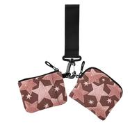 Portafogli portamonete da donna con glitter finti oro rosa e stelle bianche, porta carte di credito, sottile, portatile, con cerniera, tasca con cerniera, per uso quotidiano, confezione da 2, Finto
