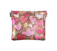 Portafogli portamonete da donna, in pelle, con motivo a cartoni animati e scritta "Love", 1 formato, con stampa artistica, San Valentino Cartone Animato Oro Rosa, 1 size, Stampa artistica