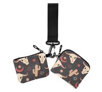 Portafogli portamonete da donna marrone cowboy toro astrologia porta carte di dimensioni compatte organizer per denaro con cinturino da polso per donna 2 pezzi, Astrologia del toro cowboy marrone, 1