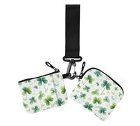 Portafogli portamonete da donna verde a quattro foglie piccole custodie per carte di credito portatile con cinturino da polso per signora 2 pezzi, Quadrifoglio verde, 1 size, Casual