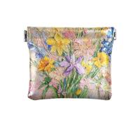 Portafogli portamonete in pelle con fiori narcisi Phlox Farfalle Donne Uomini Portamonete Unico Mini Portafoglio portamonete per Donna Ragazza, primavera Fiori Narciso Iris Girasole Blush, 1 size