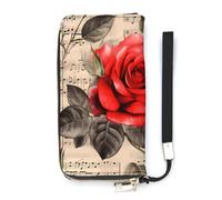 Portafogli sottile da donna con fiori romantici, stile retrò, borsa lunga, pochette da polso, borsetta porta carte, Stile:, 20x10.5cm