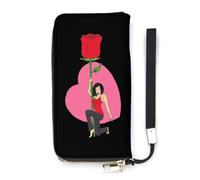 Portafogli sottile da donna con scritta "Valentines Girl Without Rose", borsetta lunga e carina, pochette da polso, porta carte, Stile:, 20x10.5cm