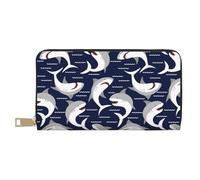 Portafogli sottili in pelle per donne e uomini, con cerniera Angry Shark, per donne e uomini