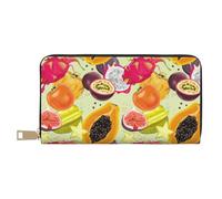 Portafogli sottili in pelle per donne e uomini, con cerniera e scritta "Star Fruit Papaya"