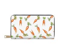 Portafogli sottili in pelle per donne e uomini, con motivo a inchiostro carota, per donne e uomini, con cerniera