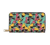 Portafogli sottili in pelle per donne e uomini, con motivo Angry Shark, per donne e uomini, con cerniera