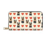 Portafogli sottili in pelle per donne e uomini, con stampa a forma di cuore pastore tedesco, porta carte con cerniera