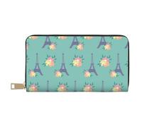 Portafogli sottili in pelle per donne e uomini - fiori Torri Eiffel portafoglio per donne uomini con cerniera