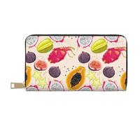 Portafogli sottili in pelle per donne e uomini - Papaya star fruit portafoglio per donne uomini con cerniera