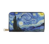 Portafogli sottili in pelle per donne e uomini - Portafoglio per carte di credito The Starry Night per donne e uomini con cerniera