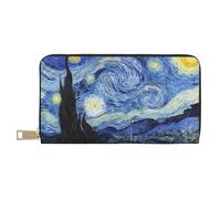 Portafogli sottili in pelle per donne e uomini - The Starry Night Portafoglio per carte per uomo donna con cerniera