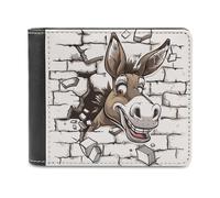 Portafogli stampati con asino che sfonda un muro di mattoni, portafoglio bifold con scomparti multipli per carte di credito, per uomini e donne, Stile:, Taglia unica, MHXYZHW