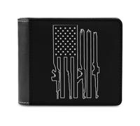 Portafogli stampati con bandiera americana con mitragliatrici, portafoglio bifold con scomparti multipli per carte di credito, per uomini e donne, Stile:, Taglia unica, MHXYZHW