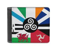 Portafogli stampati con bandiera delle nazioni celtiche combinate, portafoglio bifold con scomparti multipli per carte di credito, per uomini e donne