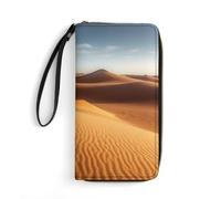 Portafogli stampati con dune di sabbia nel deserto del Sahara portafogli lunghi in pelle per uomini e donne porta carte di credito con cavo, essenziali per viaggi, ufficio e shopping