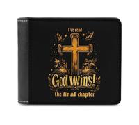 Portafogli stampati con scritta "I 've Read The Final Chapter God Wins", portafoglio bifold con scomparti multipli per carte di credito, per uomini e donne