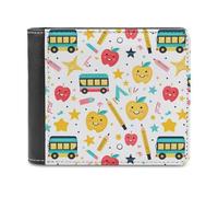 Portafogli stampati per il ritorno a scuola, morbido, sottile, tasca frontale, con porta carte di credito, per uomini e donne, 11,4 x 8,9 cm, Stile:, Taglia unica