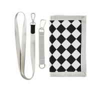 Portafogli trifold neri bianchi a scacchi per gli uomini fermasoldi per le donne portafogli casual minimalisti per gli uomini clip di denaro con cordino carteras para hombres, a scacchi nero bianco, 1
