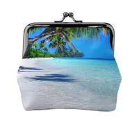 Portafogli tropicali con sabbia bianca e oceano da donna, portamonete da donna, piccolo portafoglio da donna, adatto per le donne, elegante e personalizzato, nero, taglia unica, Art Deco, Nero ,