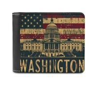 Portafogli vintage con stampa della bandiera degli Stati Uniti Washington DC, portafoglio bifold con scomparti multipli per carte di credito, per uomini e donne, Stile:, Taglia unica, MHXYZHW