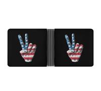 Portafoglio a due ante con bandiera americana con simbolo della pace, in pelle, sottile, porta carte di credito, Stile:, Taglia unica