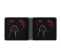 Portafoglio a due ante con cane levriero e cuore in pelle sottile porta carte di credito, Stile:, Taglia unica