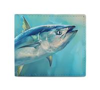 Portafoglio a due ante con motivo pesce di tonno nell'oceano, con tasca frontale, con scomparti per carte di credito, per uomini e donne, 11,4 x 10,2 cm