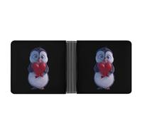 Portafoglio a due ante con pinguini e uccellini, in pelle, sottile, porta carte di credito, Stile:, Taglia unica