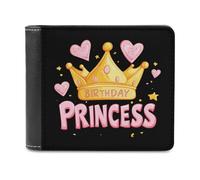 Portafoglio a due ante con principesse di compleanno, in pelle PU, sottile, per donne e uomini, idea regalo, Stile:, Taglia unica