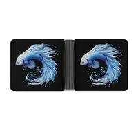 Portafoglio a due ante in pelle sottile con porta carte di credito Siamese Fighting Betta Fish, Stile:, Taglia unica
