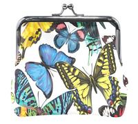 Portafoglio a forma di farfalla, bianco per uomo e donna, con fibbia in pelle per ragazze, vibrante farfalla giardino bianco, UNITALLA Classic, vibrante farfalla giardino vibrante, Vibrante Farfalla