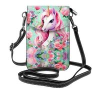 Portafoglio a tracolla piccolo con unicorno rosa con cover a libro, perfetto per shopping, viaggi e uso quotidiano.
