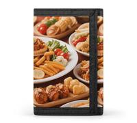 Portafoglio a tre ante con 8 scomparti per carte e fermasoldi - Portafoglio sottile e compatto con tanti gustosi alimenti per uomo e donna