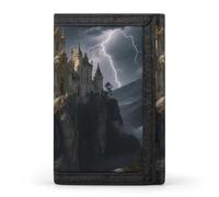 Portafoglio a tre ante con 8 scomparti per carte e fermasoldi - Portafoglio sottile e compatto Stormy Castle Peak per uomo e donna