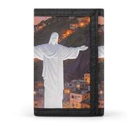 Portafoglio a tre ante con 8 scomparti per carte e fermasoldi - Rio Christ The Redeemer City Portafoglio sottile e compatto per uomo e donna