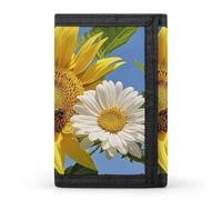 Portafoglio a tre ante con api, girasoli, margherite, rose e fiori, sottile, porta carte di credito, elegante portafoglio a tre ante, tasca frontale adatta alle borse