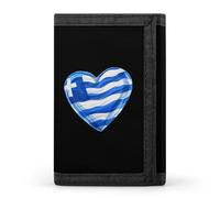 Portafoglio a tre ante con bandiera della Grecia con cuore e scomparti per carte di credito, per uomini e donne, Stile:, Taglia unica