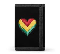 Portafoglio a tre ante con bandiera della Guyana e cuore, con scomparti per carte di credito, per uomini e donne, Stile:, Taglia unica