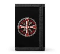 Portafoglio a tre ante con croce dei cavalieri templari, con scomparti per carte di credito, pochette per uomo e donna, Stile:, Taglia unica