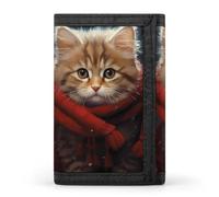 Portafoglio a tre ante con gatto nella neve, con scomparti per carte di credito, pochette per uomo e donna, Stile:, Taglia unica